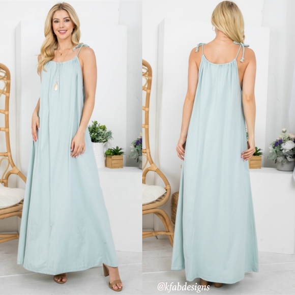 LAST 2! Beautiful Sage Maxi Dress with Adjustable Ties! - Picture 3 of 8